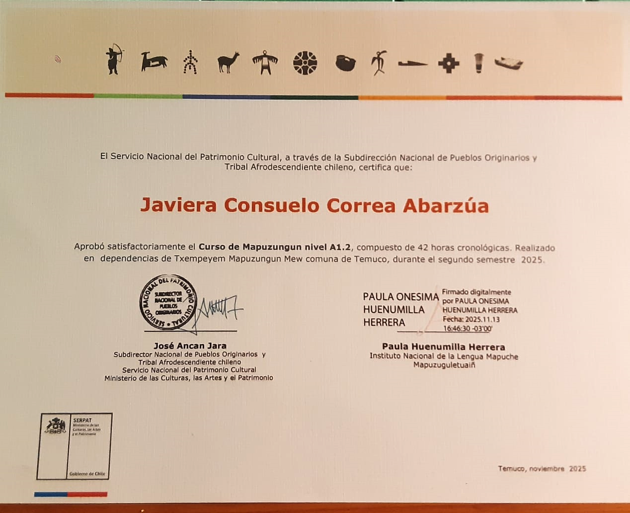 Certificacion Mapuzuguletuain